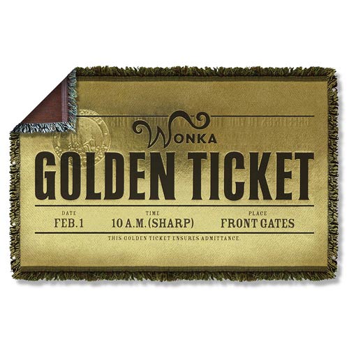 Charlie And The Chocolate Factory Golden Ticket Woven Tapestry Blanket